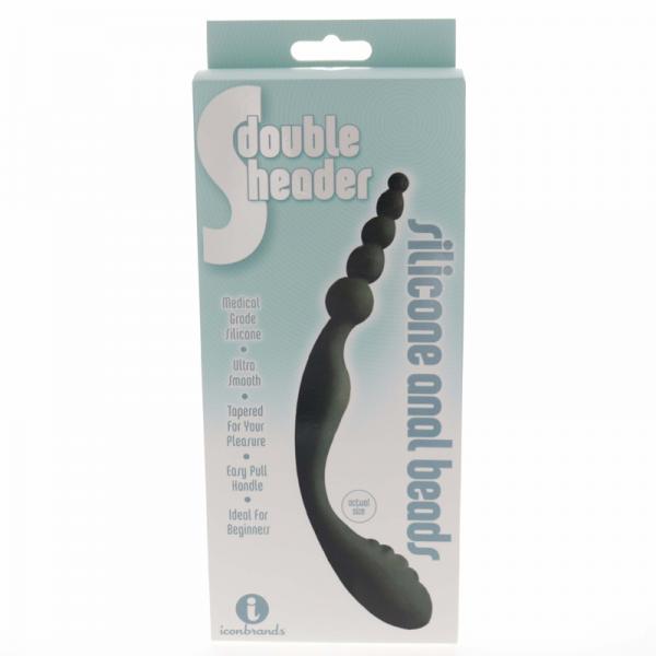 Double Header Double Ended Silicone Anal Beads Black